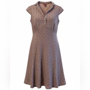 Sundance Taupe Cap-Sleeve Polo Midi Dress Size 8